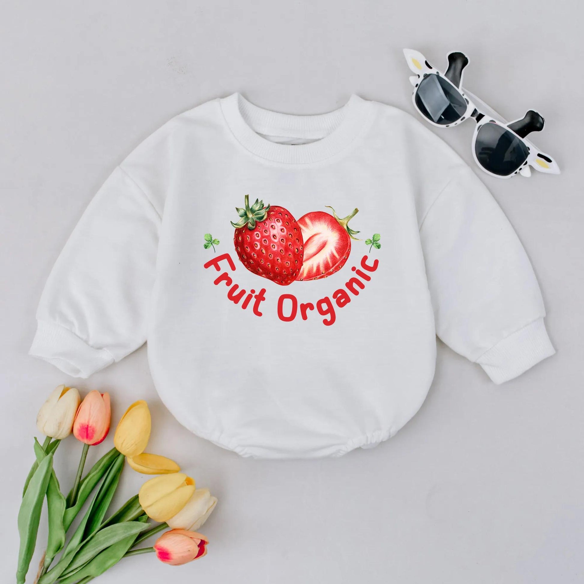 Strawberry Baby Romper Organic Cotton Summer Outfit Cute Toddler Clothes Aesthetic Baby Gift for Girls and Boys