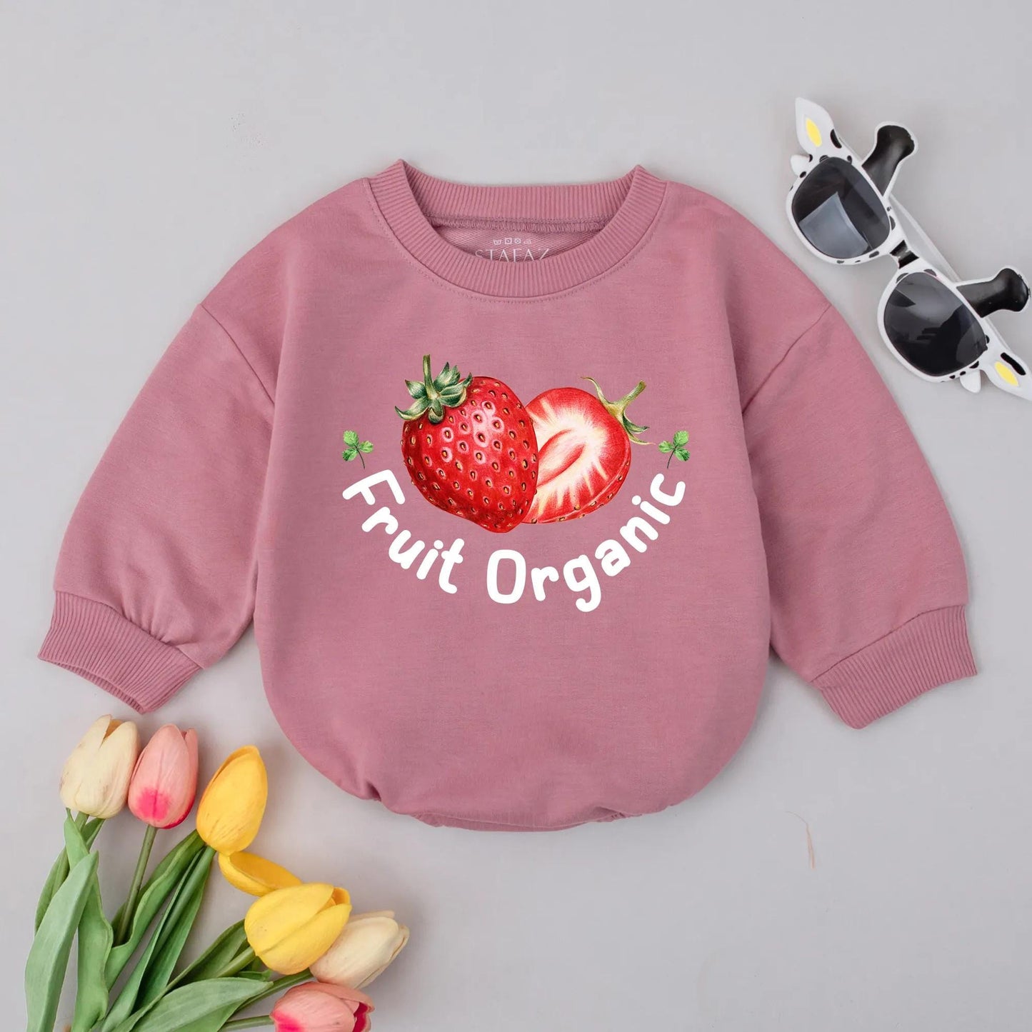 Strawberry Baby Romper Organic Cotton Summer Outfit Cute Toddler Clothes Aesthetic Baby Gift for Girls and Boys
