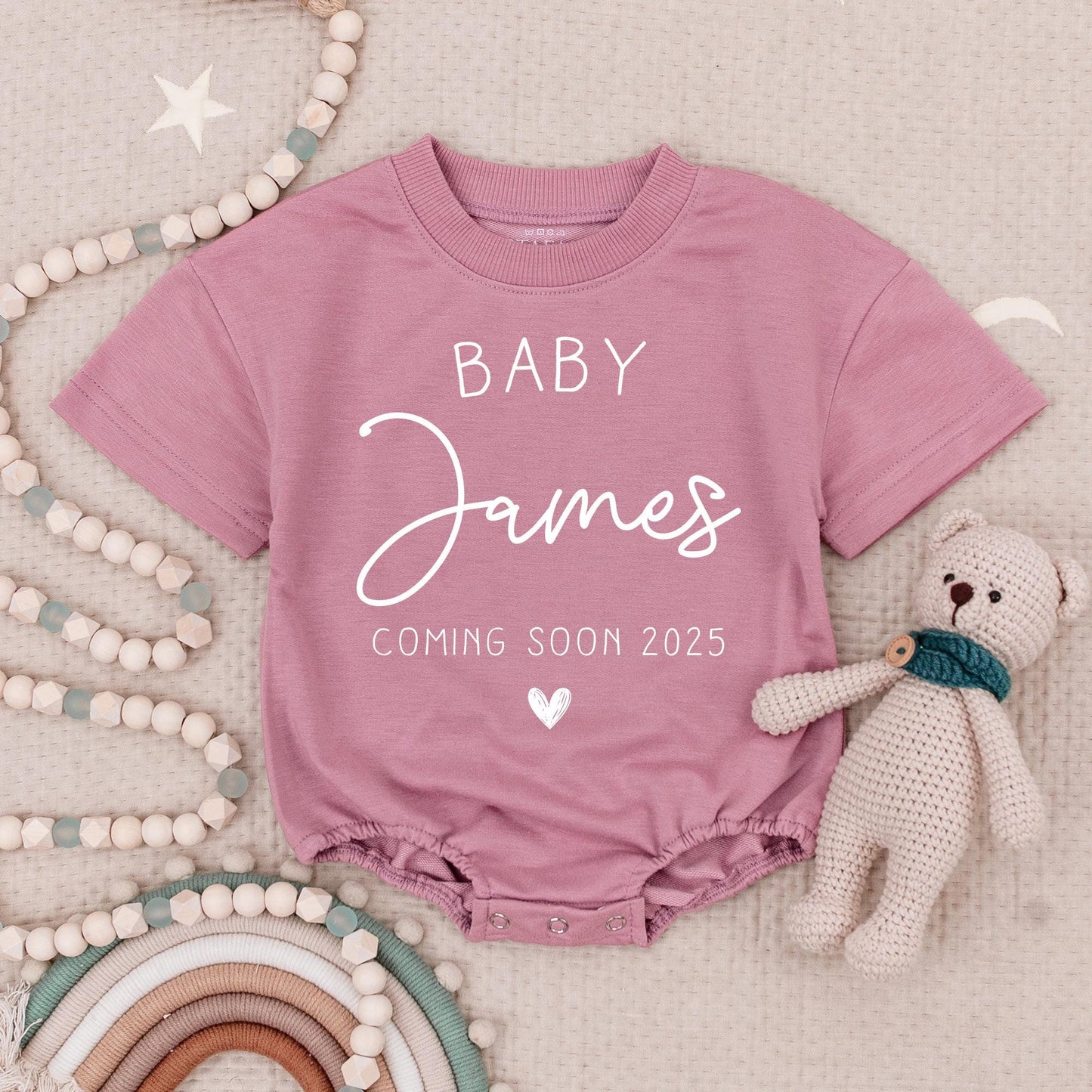 Personalized Baby Announcement Romper Coming Soon 2025 Custom Name Bodysuit Minimalist Design Cute Newborn Outfit Pregnancy Reveal Shower Gift 137