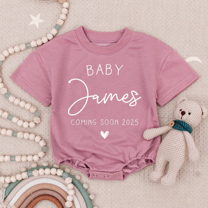 Personalized Baby Announcement Romper Coming Soon 2025 Custom Name Bodysuit Minimalist Design Cute Newborn Outfit Pregnancy Reveal Shower Gift 137