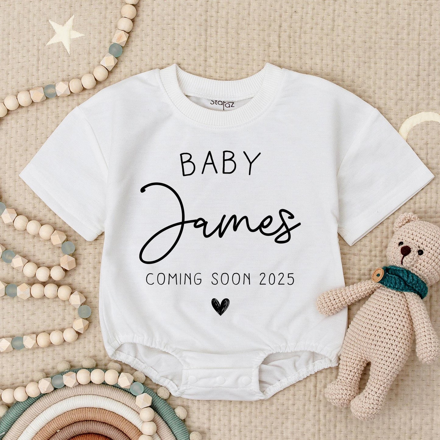 Personalized Baby Announcement Romper Coming Soon 2025 Custom Name Bodysuit Minimalist Design Cute Newborn Outfit Pregnancy Reveal Shower Gift 137