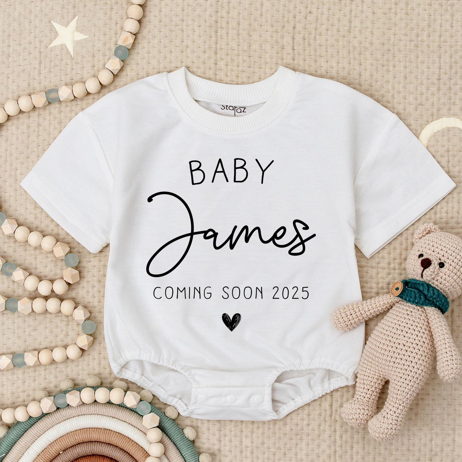 Personalized Baby Announcement Romper Coming Soon 2025 Custom Name Bodysuit Minimalist Design Cute Newborn Outfit Pregnancy Reveal Shower Gift 137