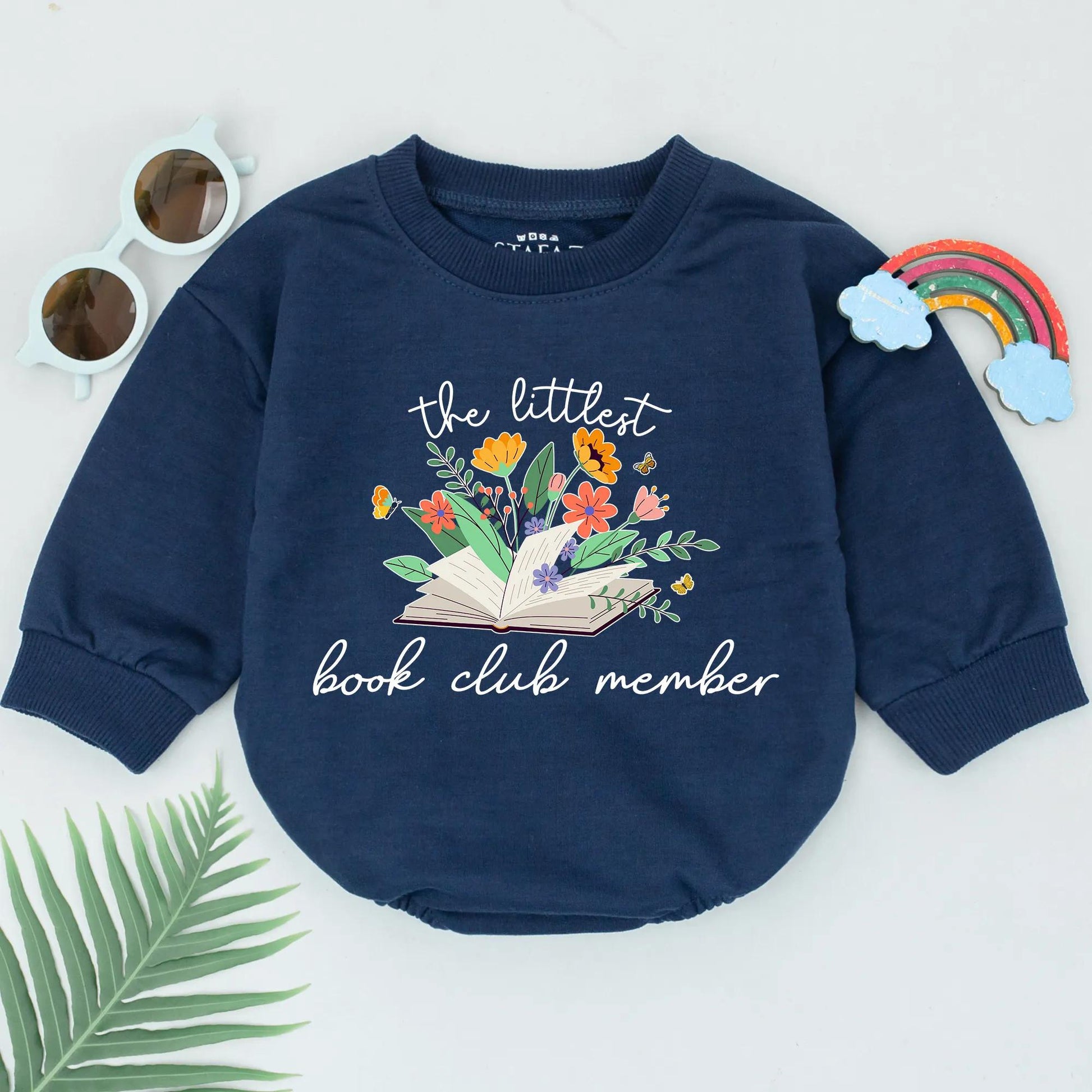 Littlest Book Club Member Romper, Wildflower Book Baby Bodysuit, Future Bookworm Outfit, Orange Butterfly Design, Cute Baby Shower Gift, Book Lover Kid Gift