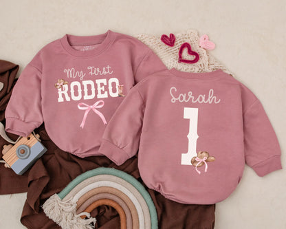 My First Rodeo Baby Outfit, Personalized Cowboy Cowgirl Bodysuit, Western Birthday Romper, Custom Baby Shower Gift