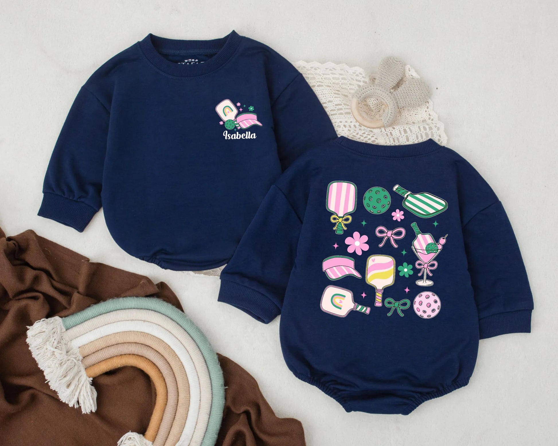 Personalized Pickleball Baby Bubble Romper | Custom Name Bodysuit, Pickleball Outfit for Baby Shower Gift | Cute & Comfy!