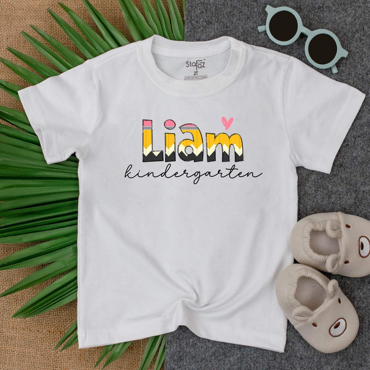 Custom Pencil Name Toddler Shirt Back to School Kindergarten First Day Preschool Outfit Personalized Gift