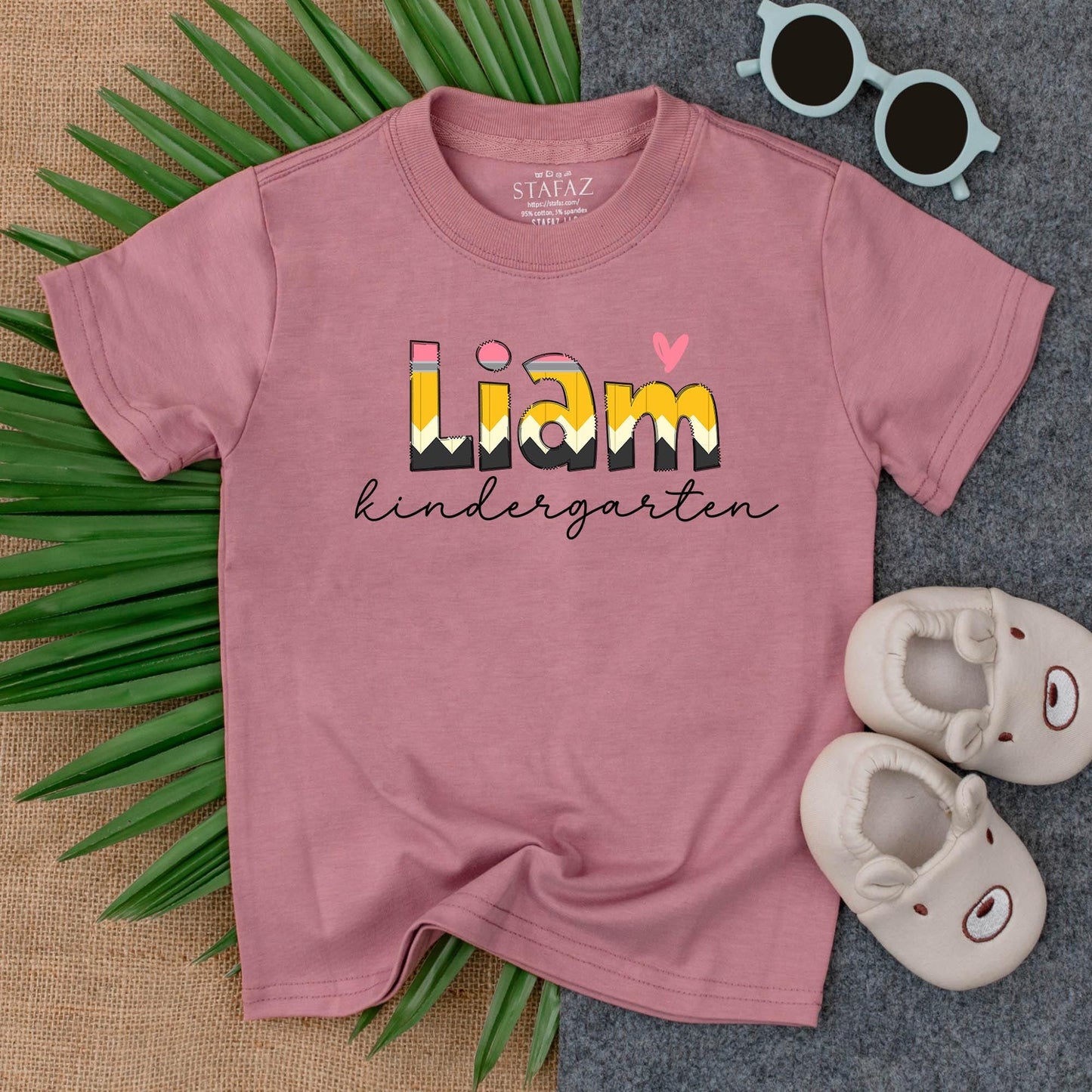 Custom Pencil Name Toddler Shirt Back to School Kindergarten First Day Preschool Outfit Personalized Gift