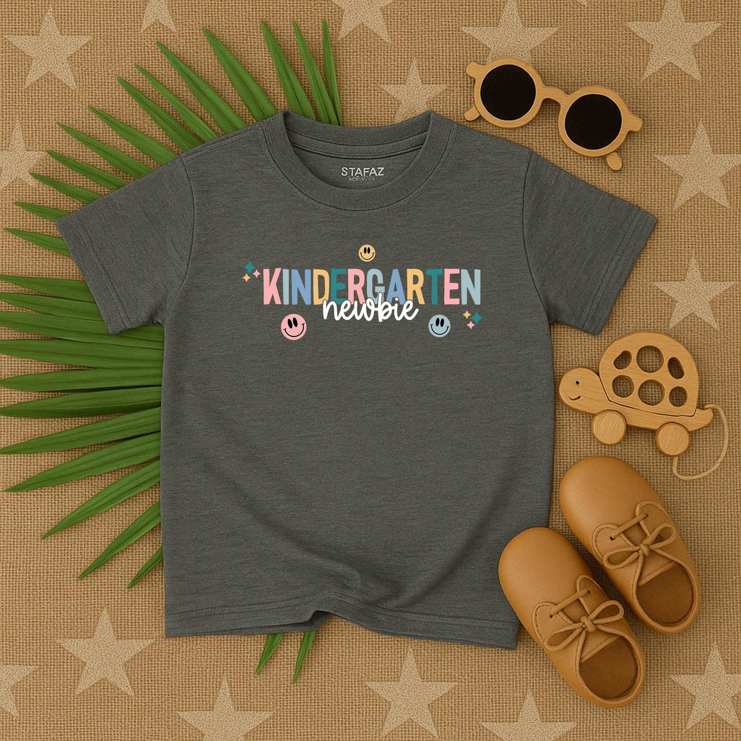 Hello Kindergarten Newbie Back to School Toddler T-Shirt First Day Preschool Outfit Kids Happy Face Design Soft Cotton Gift