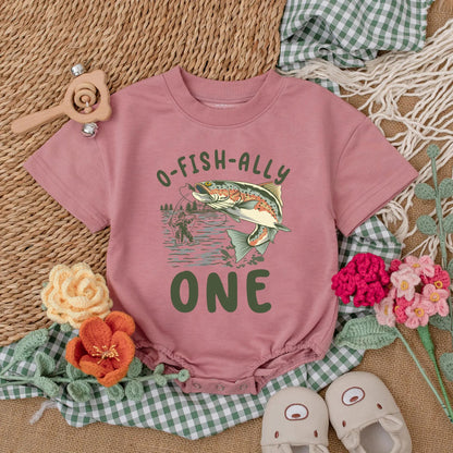 O-Fish-Ally One Fishing Birthday Romper for Baby Boy, Custom Name & Number Crawl Walk Fish Bodysuit Outfit, 1st Birthday
