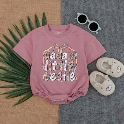 Dada's Little Bestie T-shirt Bubble Romper Baby Outfit perfect Father's Day Gift Soft Cotton Comfortable Infant Clothes Newborn Summer Apparel