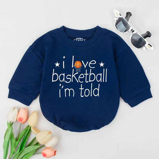 Funny Basketball Baby Boy Bubble Romper "I Love Basketball" Sports Bodysuit Cute Infant Outfit Baby Shower Gift Comfortable Newborn Baller Jumpsuit
