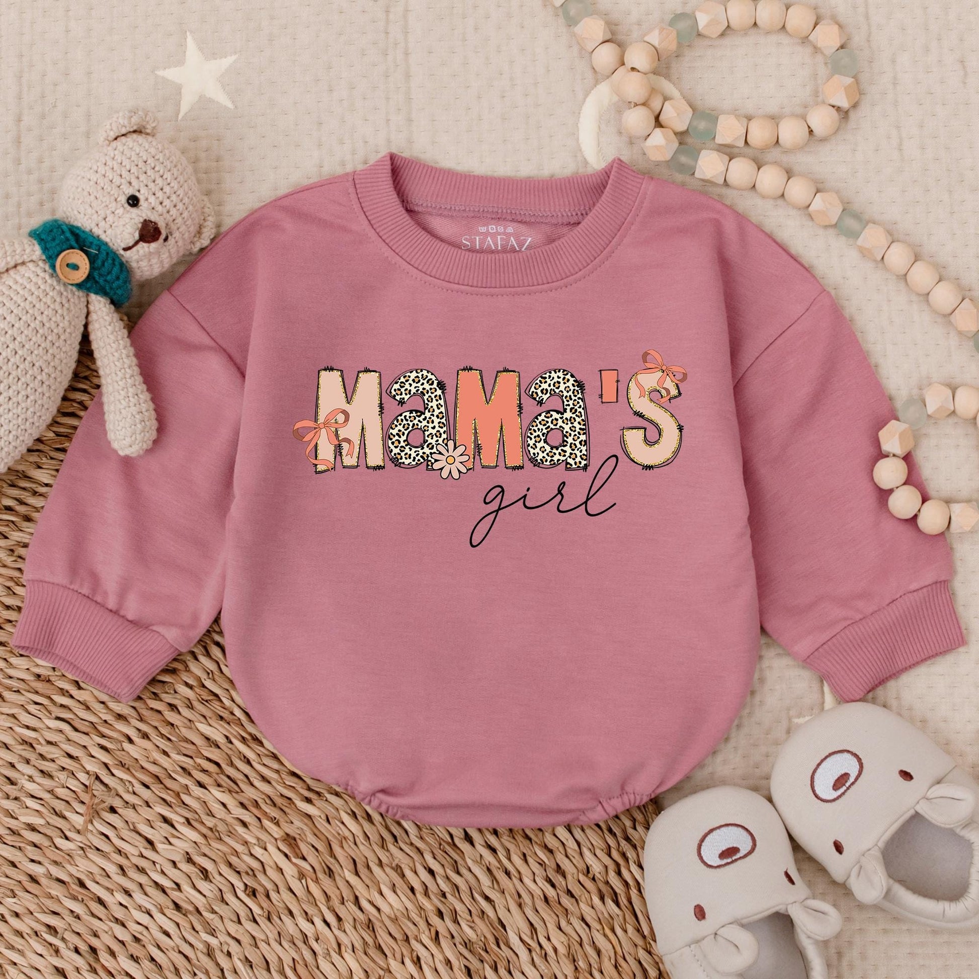 Mama's Girl Checker Bubble Romper Adorable Baby Girl Clothes Sweet Mother's Day Gift for Mommy's Little Bestie