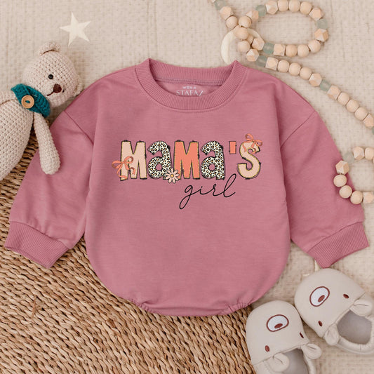 Mama's Girl Checker Bubble Romper Adorable Baby Girl Clothes Sweet Mother's Day Gift for Mommy's Little Bestie