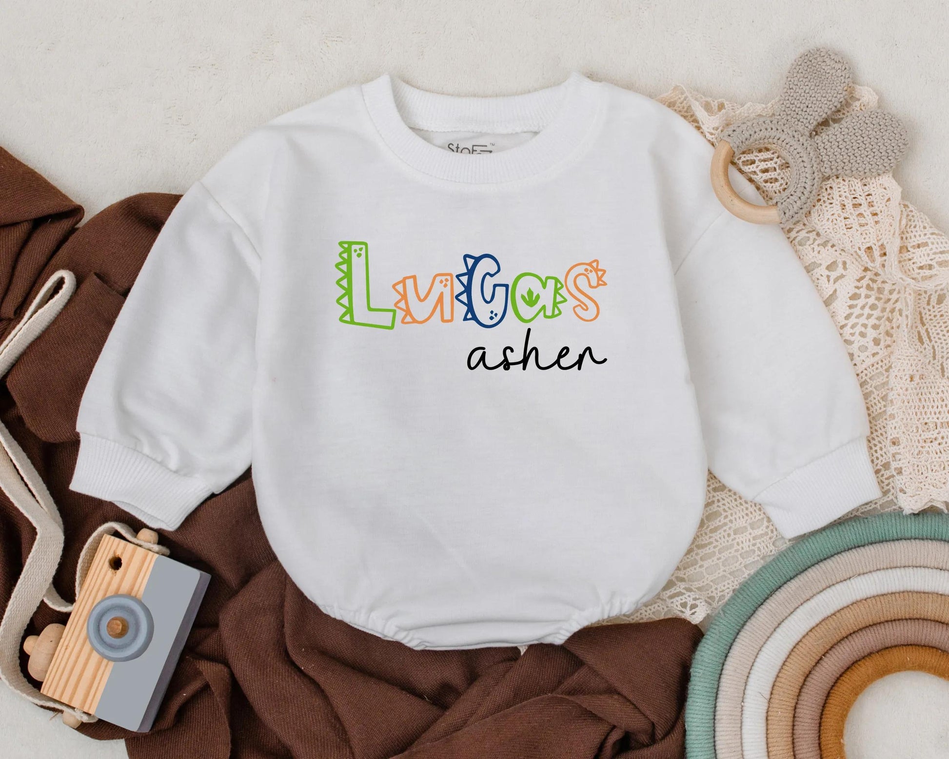 Personalized Dinosaur Baby Romper for Baby Boys with Name Option Newborn Toddler Birthday Outfit Cute Dino Theme Shower Gift