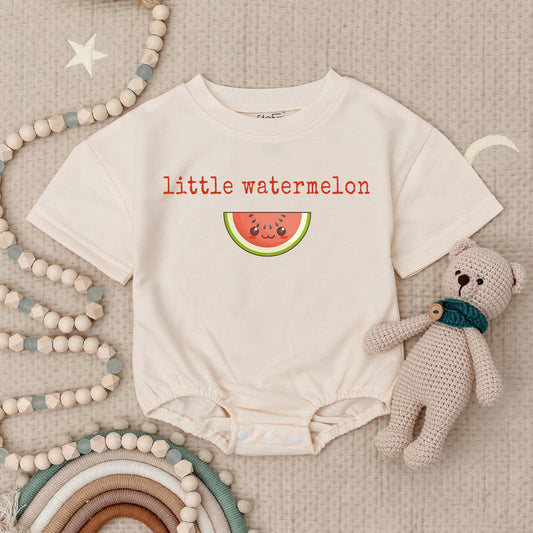 Little Watermelon Baby Romper, Smiling Fruit Bodysuit for Summer Fun! Cute Minimalist Design, Vegan Baby Shower Gift, Soft Cotton Babysuit 134 chars