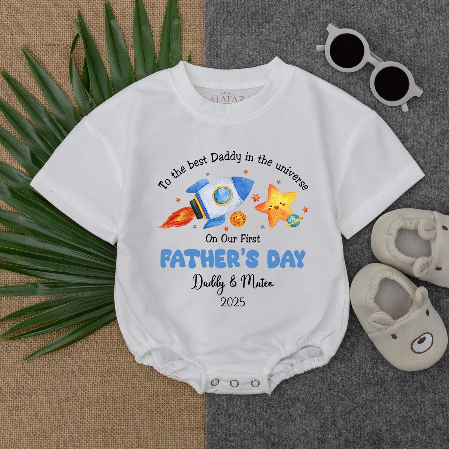 To the Best Daddy in the Universe Personalized Baby Romper First Father's Day Gift Soft Cotton Daddy's Bestie Outfit for Newborn Infant Baby Boy Girl Casual Summer