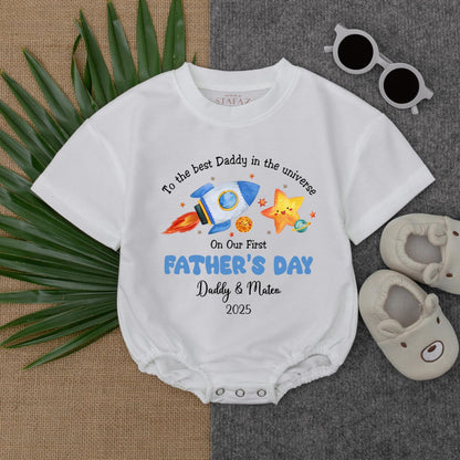 To the Best Daddy in the Universe Personalized Baby Romper First Father's Day Gift Soft Cotton Daddy's Bestie Outfit for Newborn Infant Baby Boy Girl Casual Summer