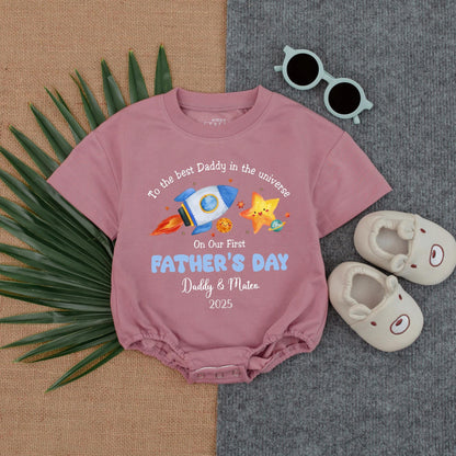 To the Best Daddy in the Universe Personalized Baby Romper First Father's Day Gift Soft Cotton Daddy's Bestie Outfit for Newborn Infant Baby Boy Girl Casual Summer