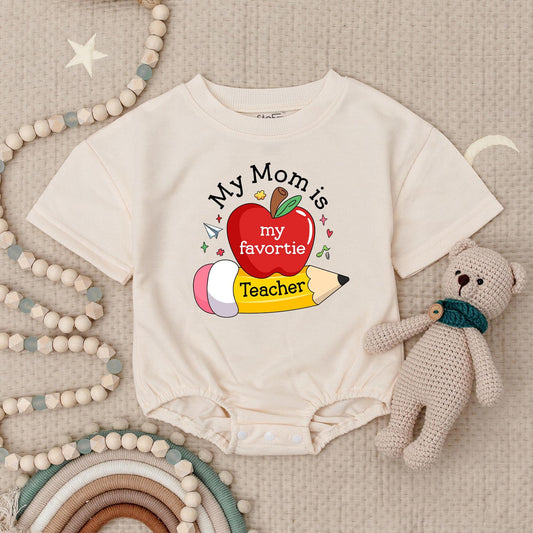 My Mom is My Favorite Teacher Baby Romper Cute First Day Outfit for Daycare Little Scholar Bodysuit Gift for Teacher Mom School Celebration 138char