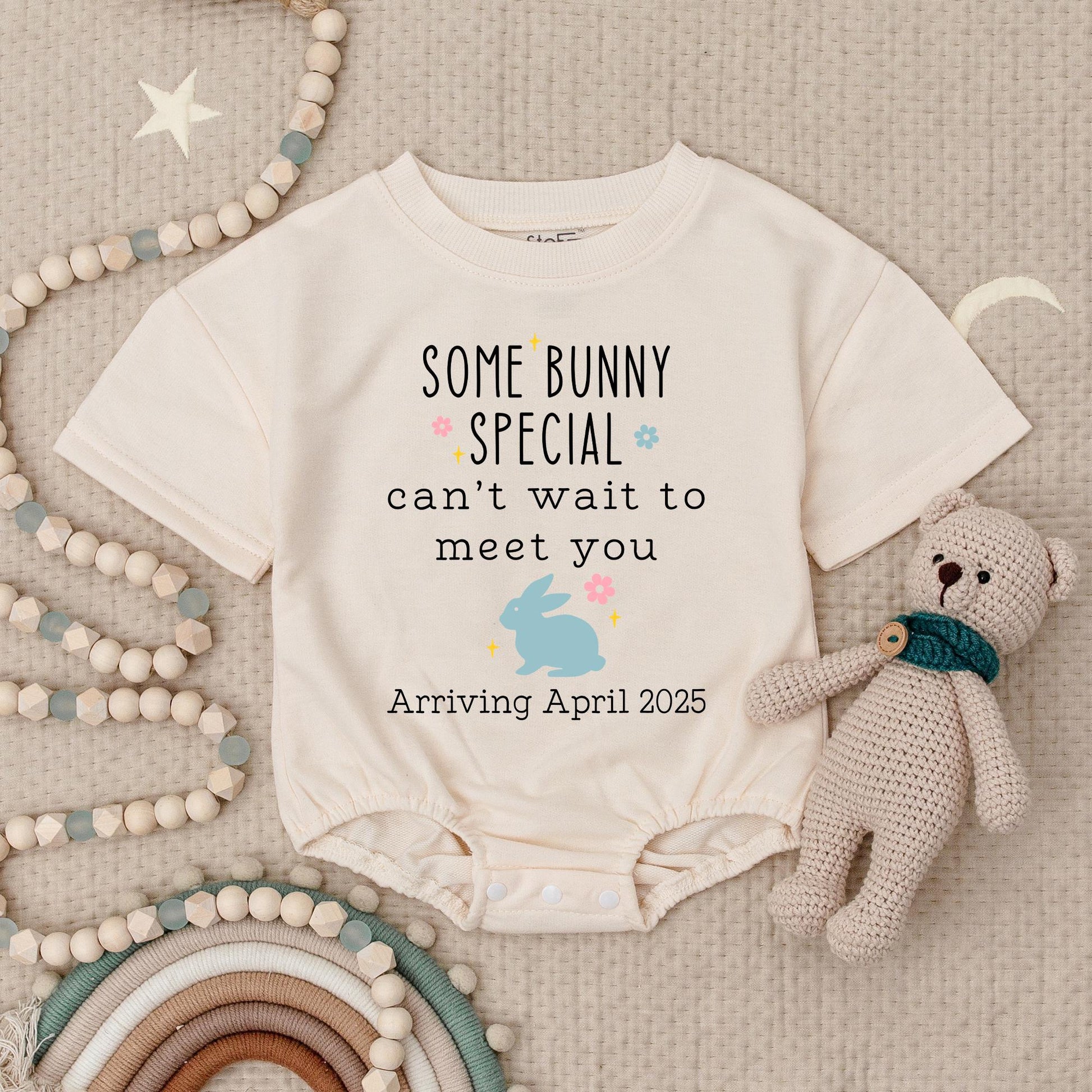 Some Bunny Special April 2025 Arrival Baby Romper, Personalized Easter Announcement Bodysuit, Newborn Outfit, Cute First Easter Baby Gift 136