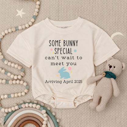 Some Bunny Special April 2025 Arrival Baby Romper, Personalized Easter Announcement Bodysuit, Newborn Outfit, Cute First Easter Baby Gift 136