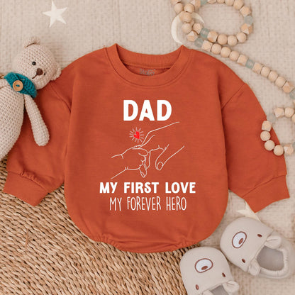 Daddy's Boy Bubble Romper My First Love My Forever Hero Baby Girl Outfit First Father's Day Gift Pink Seafood Crawfish