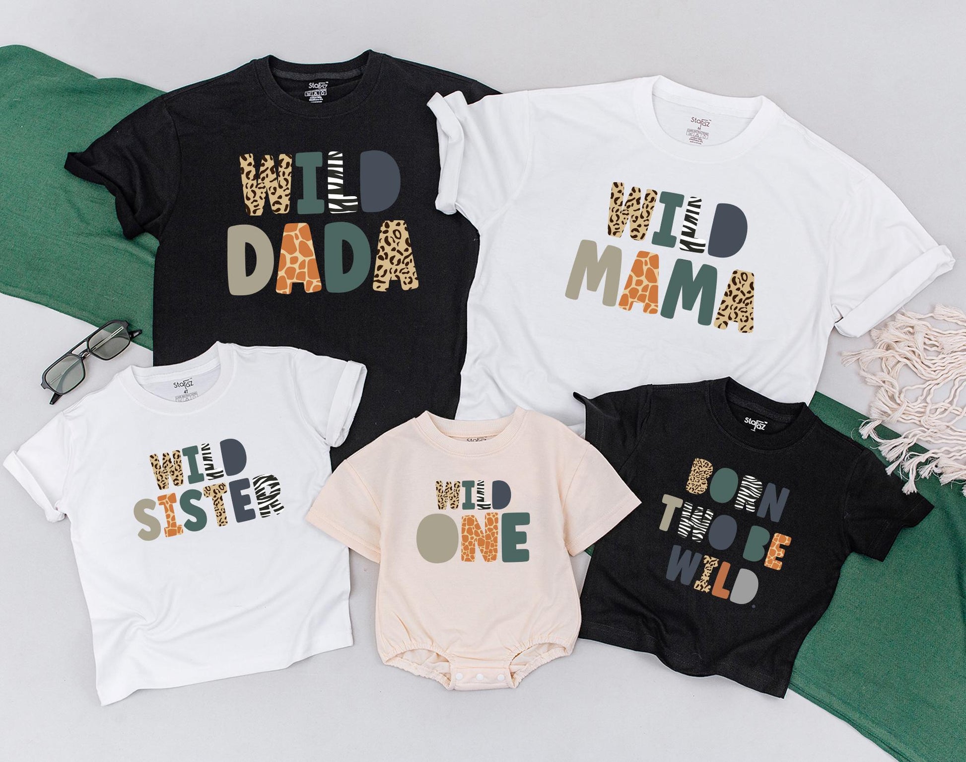 Born Two Be Wild Safari Birthday Matching Family Shirts 1st Two Wild Zoo Animal Squad Outfit Natural Cotton Comfortable