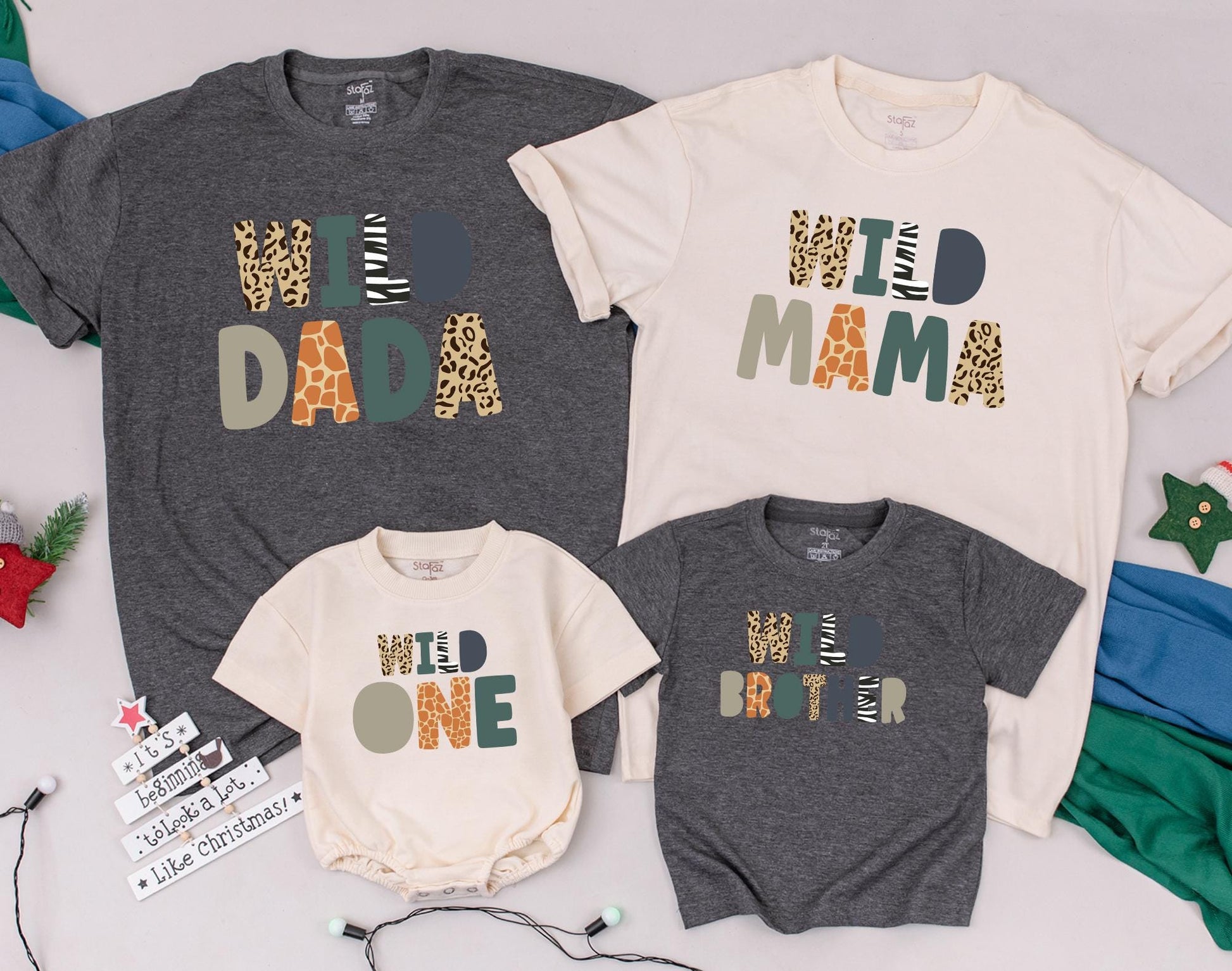 Born Two Be Wild Safari Birthday Matching Family Shirts 1st Two Wild Zoo Animal Squad Outfit Natural Cotton Comfortable