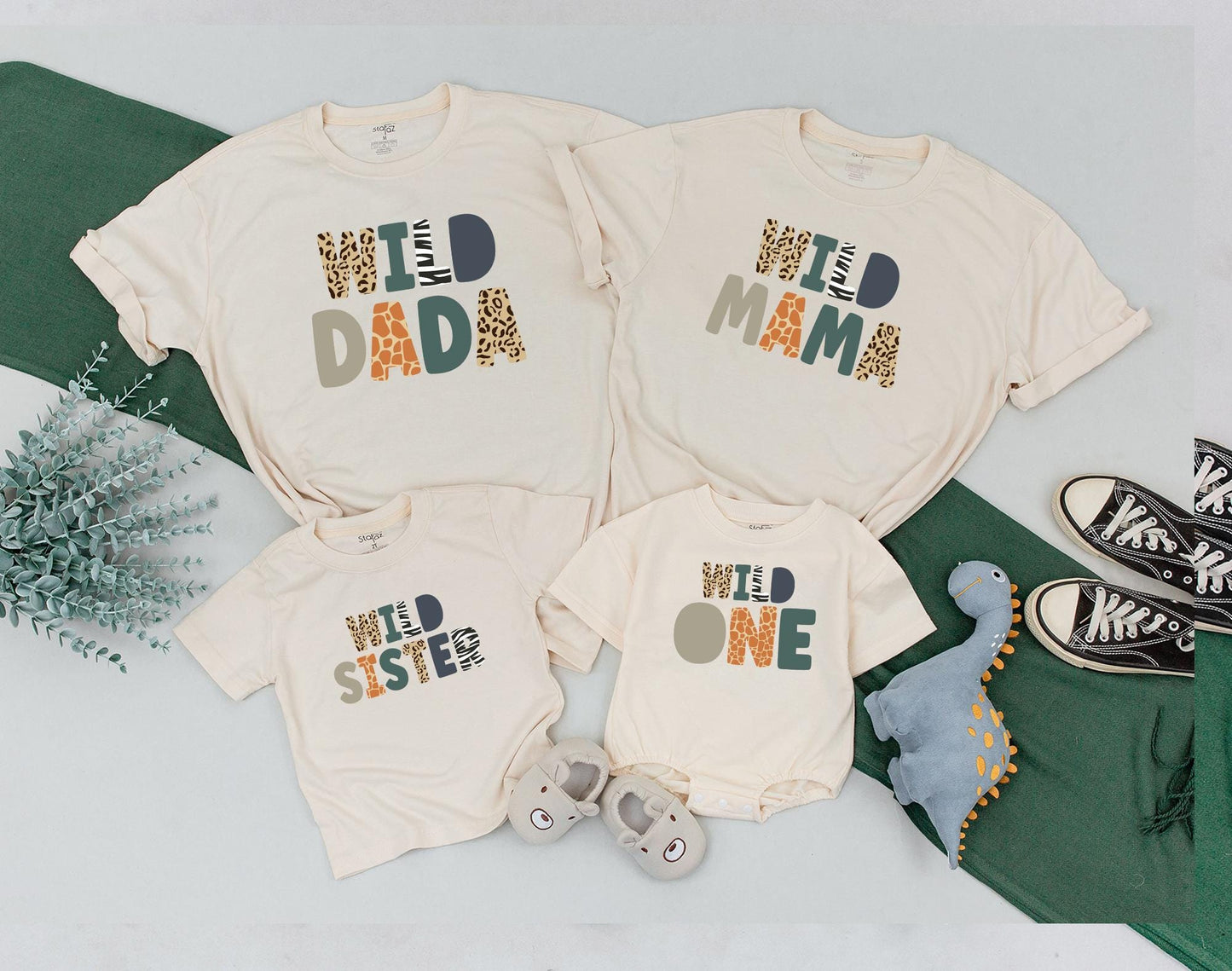 Born Two Be Wild Safari Birthday Matching Family Shirts 1st Two Wild Zoo Animal Squad Outfit Natural Cotton Comfortable