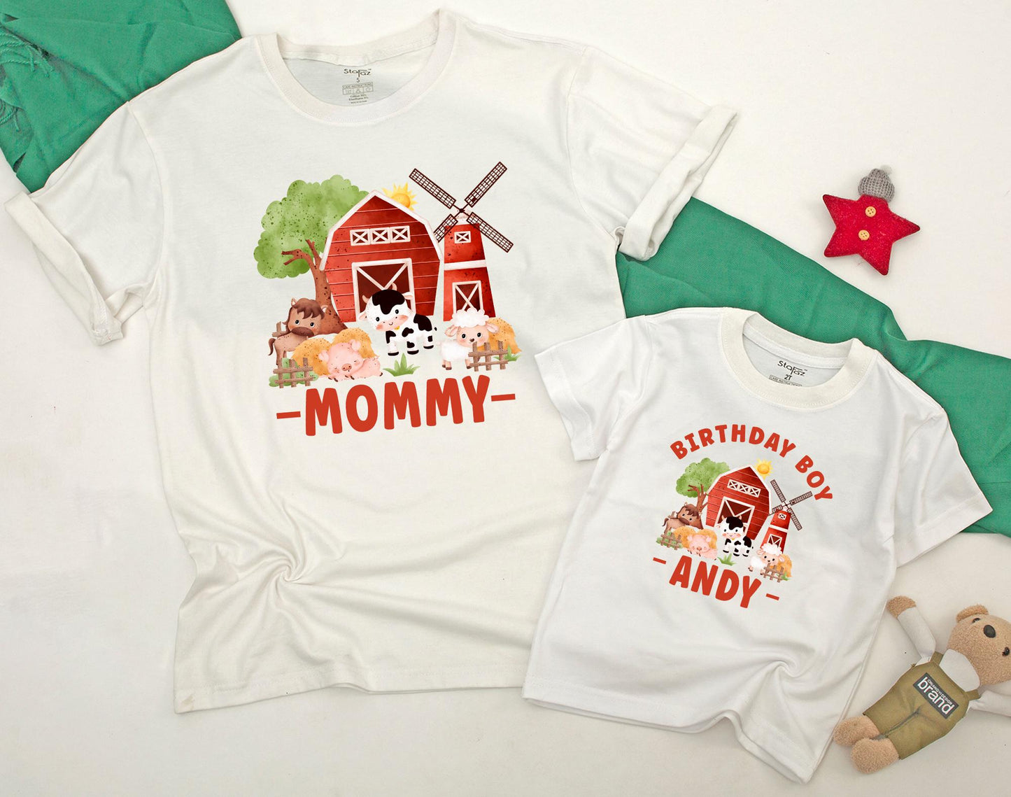 Matching Family Farm Birthday Shirts: Barnyard Theme for Baby Boy's 1st Birthday Outfit, Farm Animal Shirt, Mommy and Me