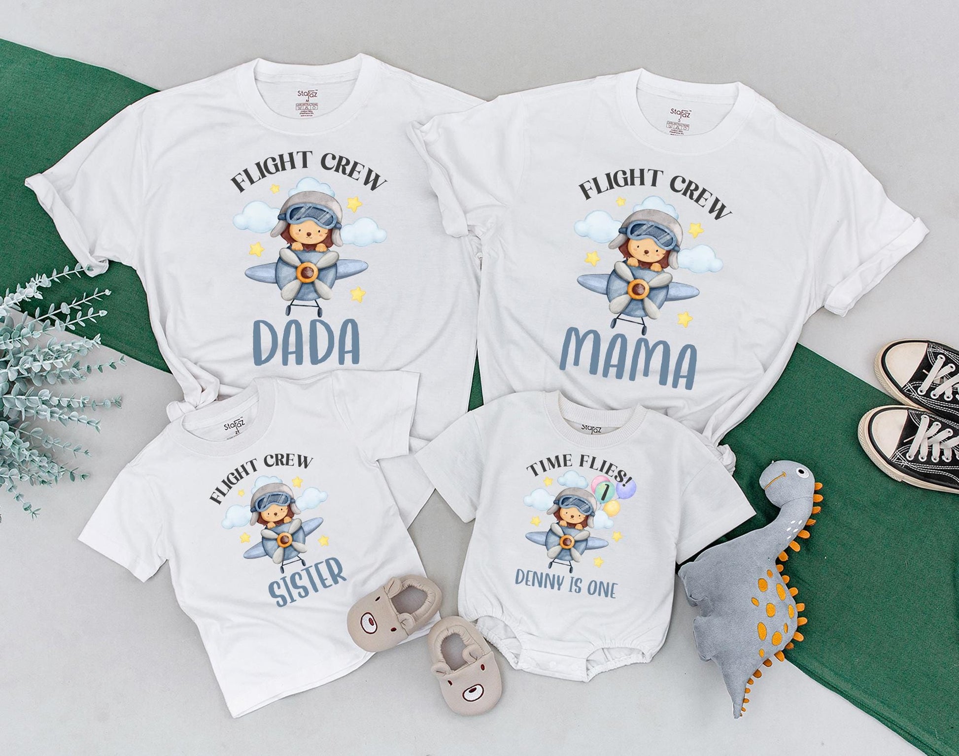 Time Flies First Birthday Airplane Shirt for Baby Boy First Trip Adventure Outfit Matching Family