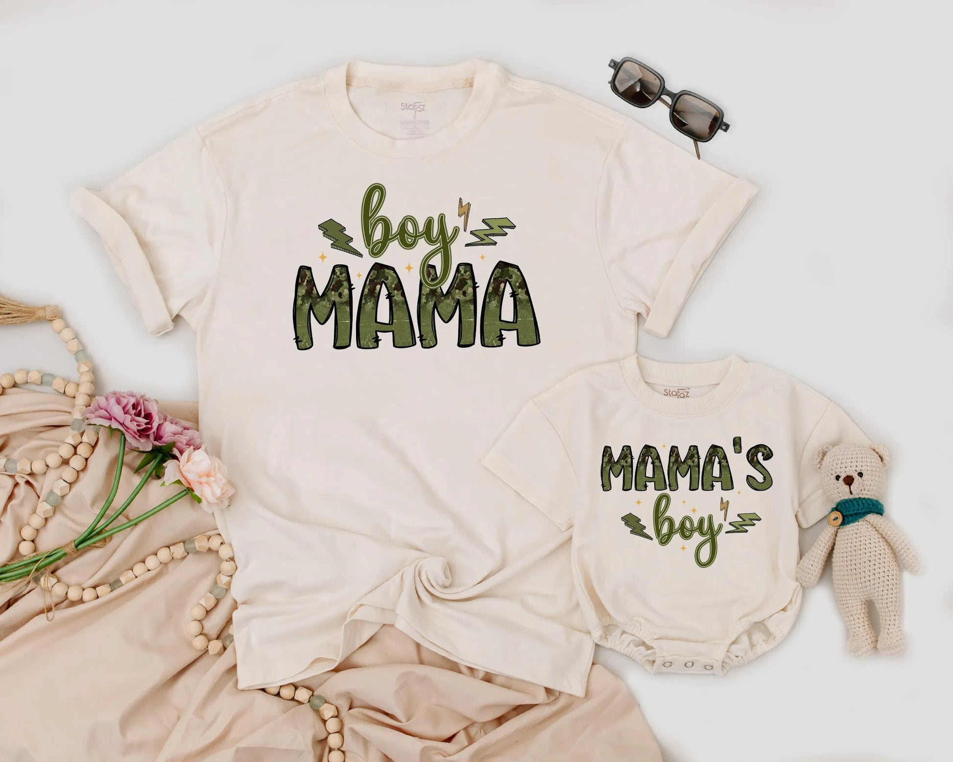 Boy Mama Duck Lover Matching Outfit Personalized Camo Family Look Mother's Day Gift Idea for Mom and Son