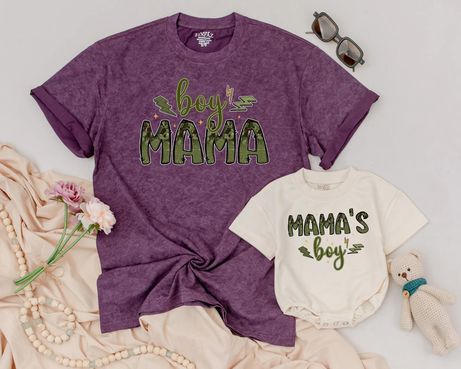 Boy Mama Duck Lover Matching Outfit Personalized Camo Family Look Mother's Day Gift Idea for Mom and Son