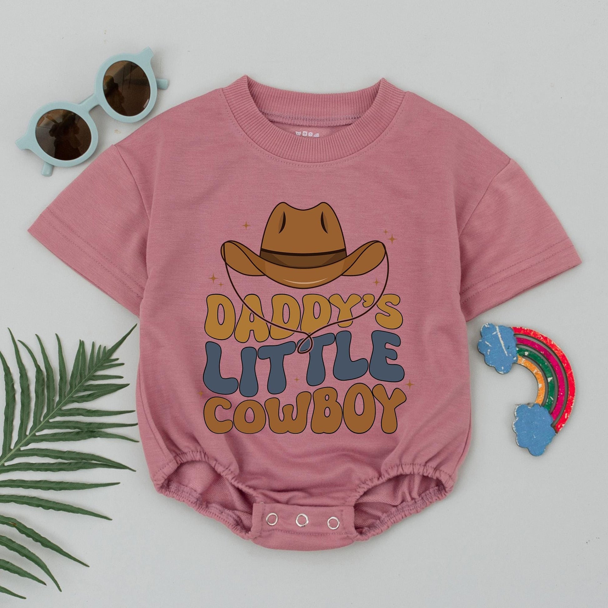 Daddy's Little Cowboy Baby Romper Western Outfit for Boys Cute Rodeo Bodysuit Country Shower Gift Yee Haw Baby Clothes