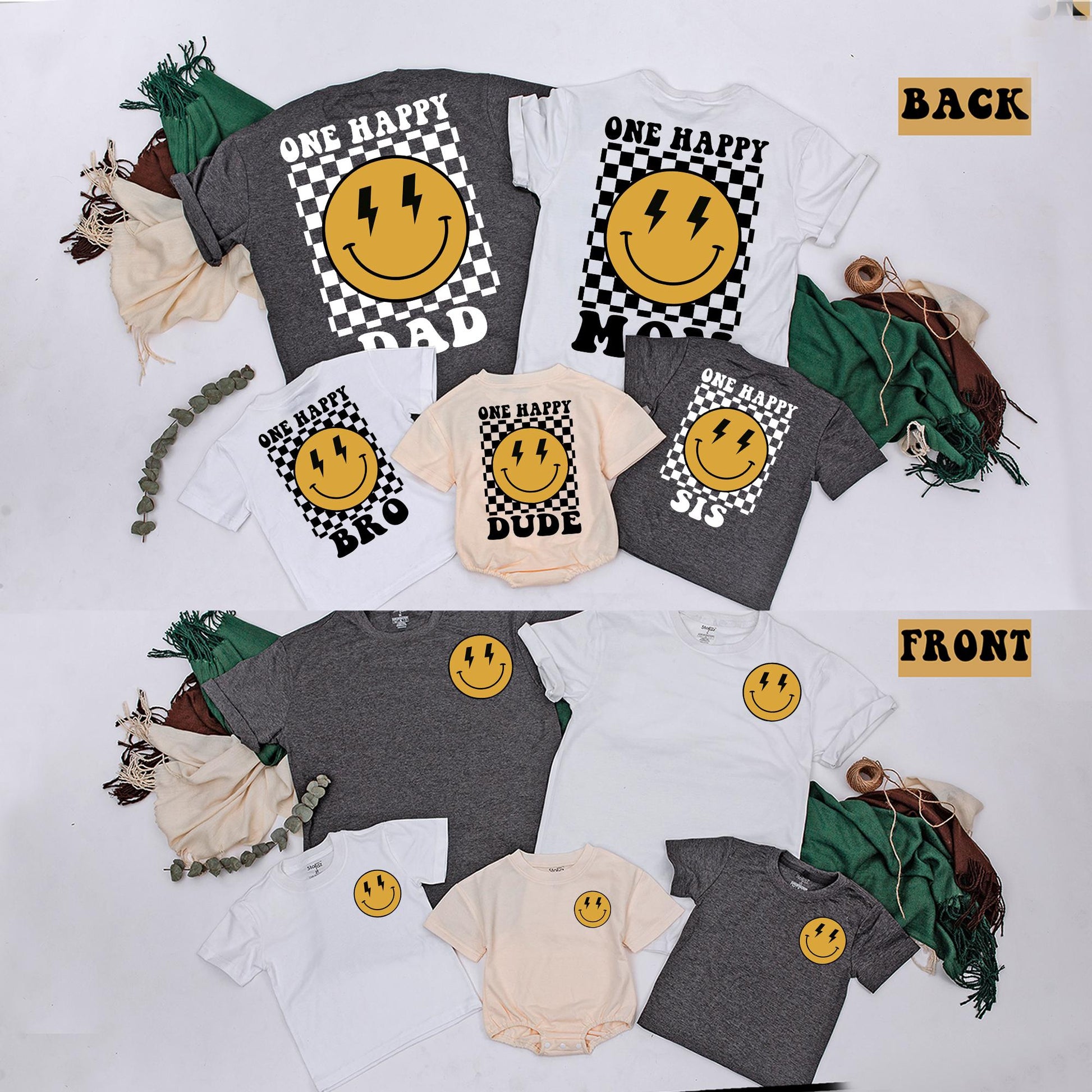 One Happy Dude First Birthday Shirt Matching Family Outfits Baby Boy Celebration Smiley Face Design Cotton Comfortable Party Outfit