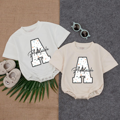 Custom Name Baby Girl Bubble Romper - Personalized Birthday Outfit & Baby Shower Gift - Short Sleeves for Summer Celebrations