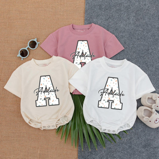 Custom Name Baby Girl Bubble Romper - Personalized Birthday Outfit & Baby Shower Gift - Short Sleeves for Summer Celebrations
