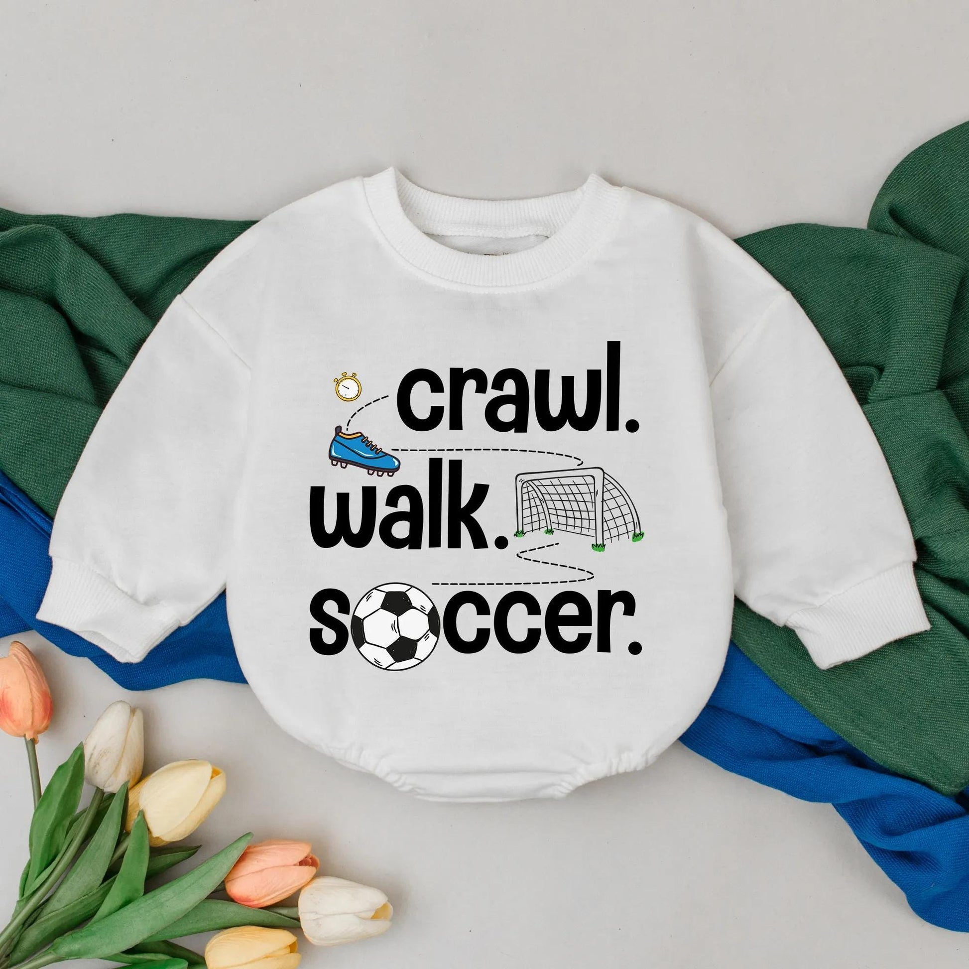 Retro Soccer Bubble Romper Baby Boy Game Day Outfit Personalized Custom Name 1st Birthday Gift Crawl Walk Soccer Season Clothes