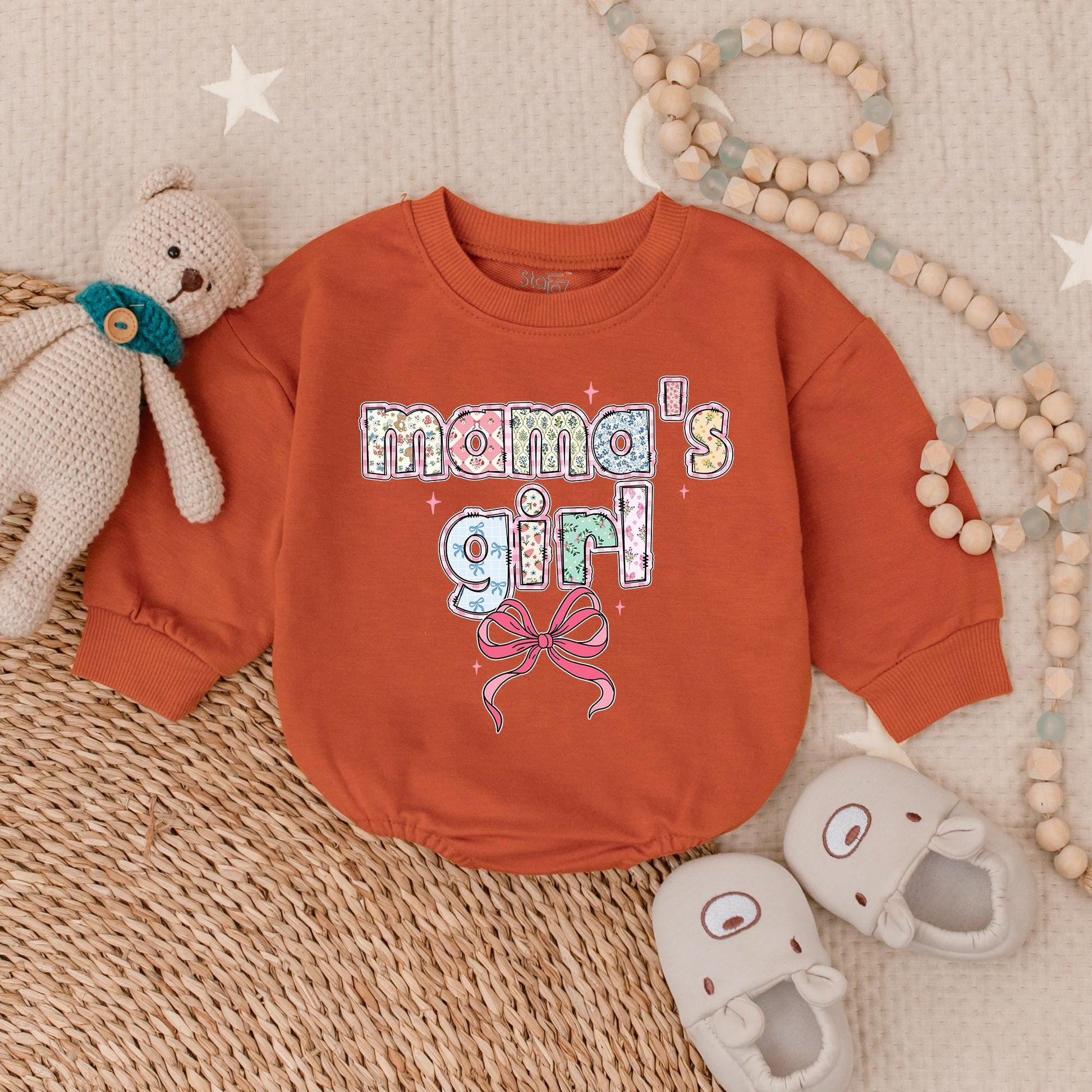 Mama's Girl Baby Pink Bow Bubble Romper Sweetest Mommy's Little Girl Outfit Perfect Mother's Day Gift for Baby Girl