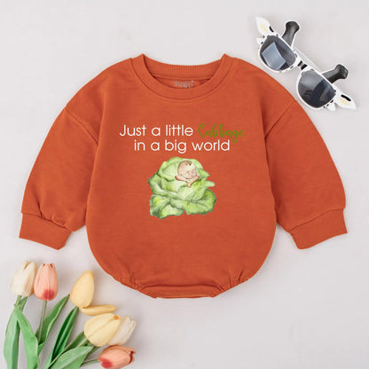 Adorable Just a Little Cabbage Baby Bubble Romper Soft Cotton Infant Bodysuit Cute Newborn Outfit Comfy Baby Clothes