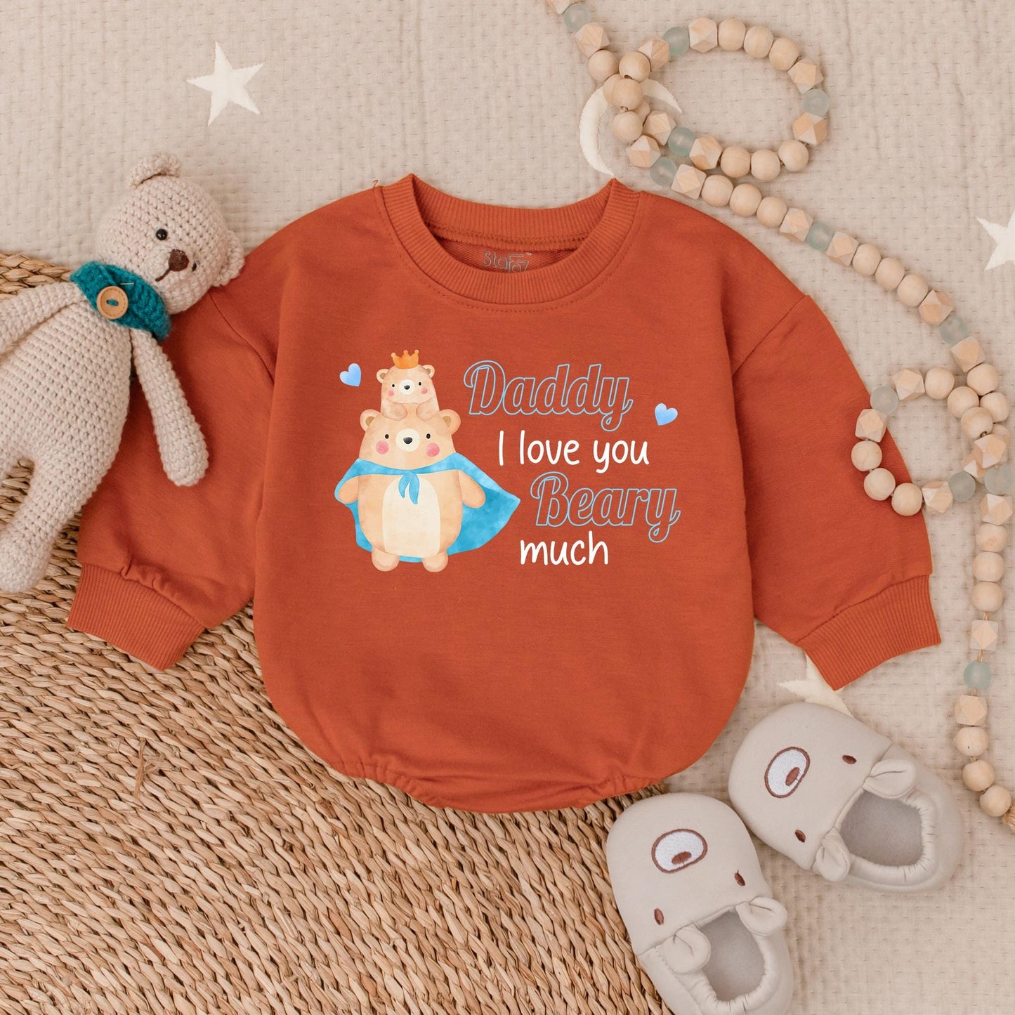 I Love You Beary Much Baby Boy Bubble Romper for Father's Day | Dad & Son Matching Outfit | Baby Shower Gift Newborn