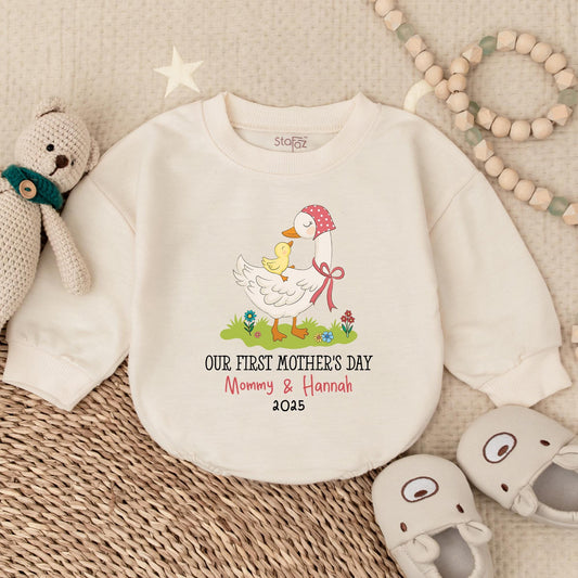 Personalized Our First Mother's Day Mama and Mini Goose Bubble Romper Bodysuit Best New Mom Gift Infant Baby Shower Present