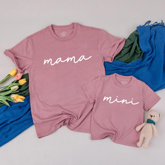 Personalized Mama & Mini First Mother's Day Matching Outfit with Flower Heart Design for Mom and Daughter Custom Gift