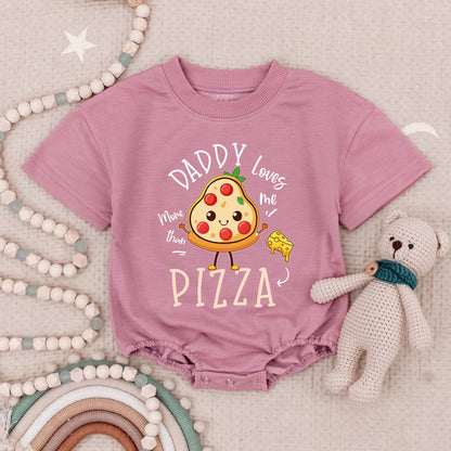 Daddy Loves Me More Than Pizza Romper Funny Baby Bodysuit Father's Day Outfit Cute Pizza Slice Design Infant Onesie Gift Newborn Clothes 130