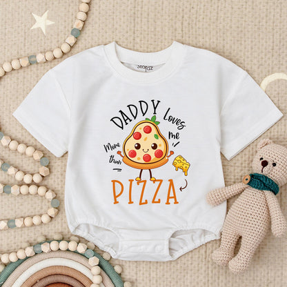 Daddy Loves Me More Than Pizza Romper Funny Baby Bodysuit Father's Day Outfit Cute Pizza Slice Design Infant Onesie Gift Newborn Clothes 130