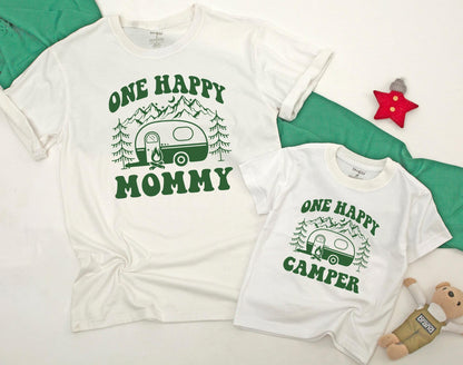 One Happy Camper Matching Family Shirts Custom Daddy Mommy Camping Bodysuit Family Vacation 1st Birthday Outfit