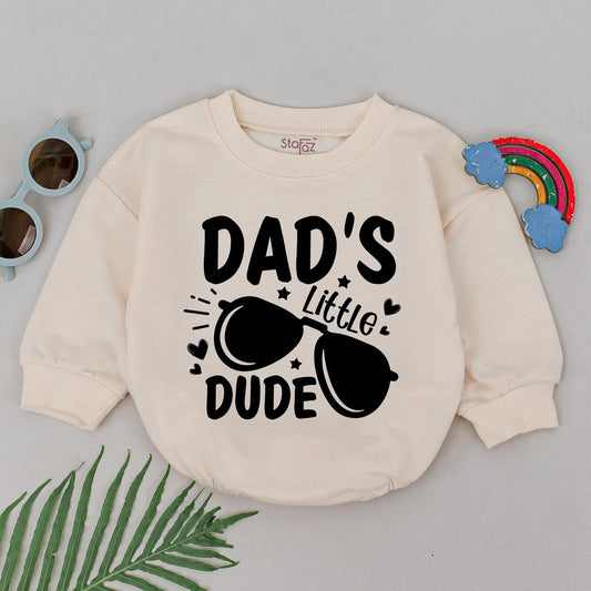Dad's Little Dude Baby Boy Romper, Funny Daddy & Son Outfit, Cool Graphic Bodysuit, New Dad Gift, Father's Day Baby Clothes