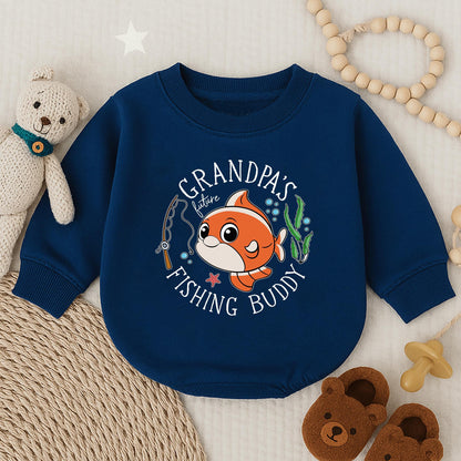 Grandpa's Future Fishing Buddy Baby Boy Romper First Father's Day Outfit Cute Newborn Bubble Bodysuit Gift Comfortable Cotton Apparel
