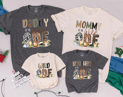 Wild One Safari Family Matching Birthday Shirts Zoo Vacation Squad Mommy of the Wild One First Birthday Outfit Animal Adventure