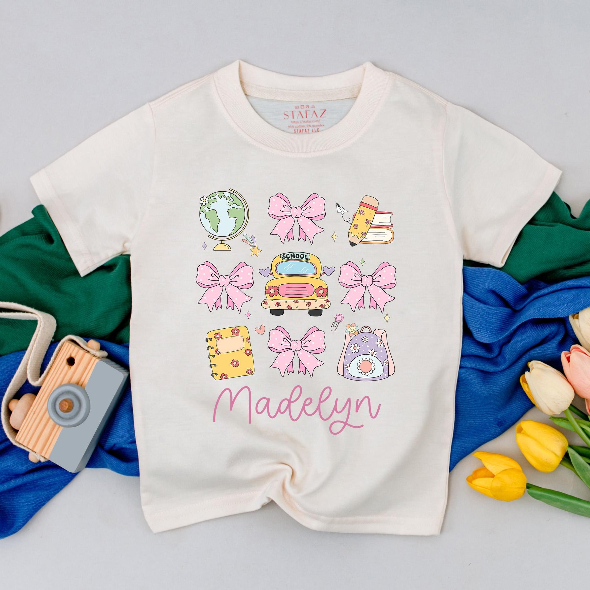 Personalized Back to School T-Shirt for Kids, Custom Name First Day Outfit, Cute School Tees for Girl, Kindergarten, Preschool Gift Idea, Fun Design